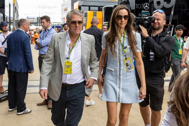 RECORD DATE NOT STATED 5th July 2026; Silverstone Circuit, Northamptonshire, England; FIA Formula 1 2026 British F1 Grand Prix; Race Day; Actor Hugh Grant and his wife Anna Elisabet Eberstein in the F1 paddock TimxWilliams