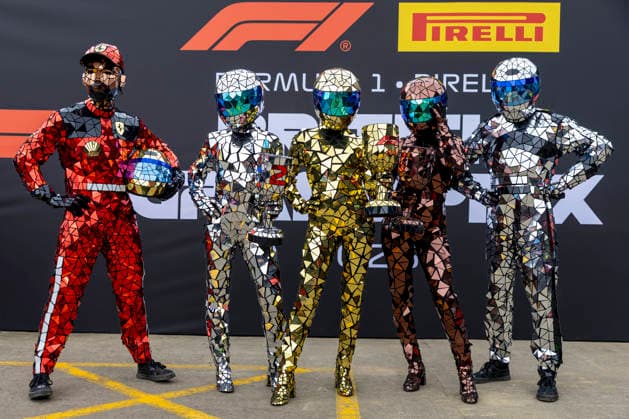 RECORD DATE NOT STATED 5th July 2026; Silverstone Circuit, Northamptonshire, England; FIA Formula 1 2026 British F1 Grand Prix; Race Day; Mirrored people at the Grand Prix TimxWilliams