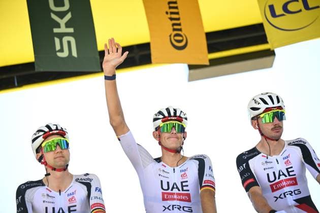 Tour de France 2026 Stage 2 BARCELONA, SPAIN - JULY 05 : Politt Nils (GER) of UAE Team Emirates XRG on the podium before the start of race during stage 2 of the 113rd edition of Tour de France an UCI World Tour 2.UWT cycling road race stage for Men Elite of 182 km with start in Tarragona and finish in Barcelona on July 5, 2026 in Barcelona, Spain, 05 07 2026 Barcelona Spain  Copyright: xTomasxSiskx