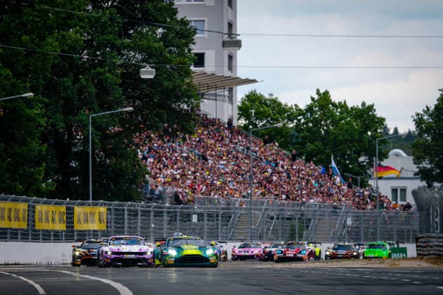DTM, 7. + 8. Rennen Norisring 2026 7 Aston Martin Vantage AMR GT3 EVO, Comtoyou Racing: Nicki Thiim, 64 Ford Mustang GT3, HRT Ford Racing: Finn Wiebelhaus - picture by Gruppe C Photography Nürnberg Norisring Bayern Germany Copyright: xGruppexCxPhotographyx