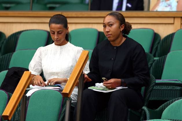 Lauren James and Meliz Amjad in the Royal Box on Centre Court Wimbledon Tennis Championships, Day 7, The All England Lawn Tennis and Croquet Club, London, UK - 05 Jul 2026London The All England Lawn Tennis and United Kingdom  Copyright: xKieranxMcManus Shutterstockx 16976813a