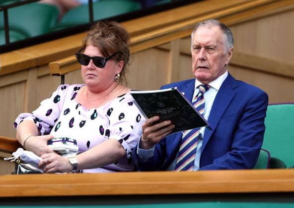 Geoff Hurst and Amy Driver in the Royal Box on Centre Court Wimbledon Tennis Championships, Day 7, The All England Lawn Tennis and Croquet Club, London, UK - 05 Jul 2026London The All England Lawn Tennis and United Kingdom  Copyright: xKieranxMcManus Shutterstockx 16976813b