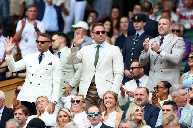 Dan Biggar, Alun Wyn-Jones and James Haskell in the Royal Box on Centre Court Wimbledon Tennis Championships, Day 7, The All England Lawn Tennis and Croquet Club, London, UK - 05 Jul 2026London The All England Lawn Tennis and United Kingdom  Copyright: xKieranxMcManus Shutterstockx 16976813n