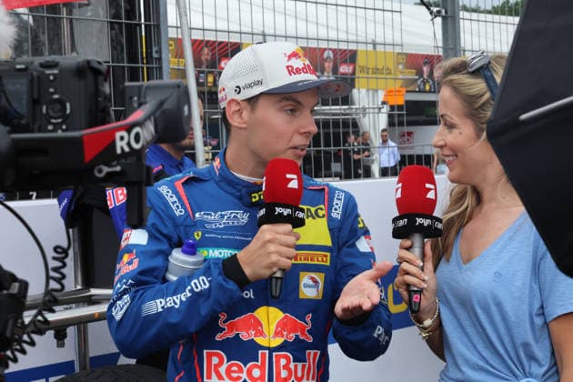 Nürnberg, Deutschland 03. - 05. Juli 2026: DTM - 2026 - Norisring - Sonntag Rennen 2 Im Bild: Thierry Vermeulen (NED 69) im TV Interview mit Andrea Kaiser Norisring Bayern *** Nuremberg, Germany, July 3–5, 2026, DTM 2026 Norisring, Sunday, Race 2. Pictured: Thierry Vermeulen (NED 69) in a TV interview with Andrea Kaiser at the Norisring in Bavaria Copyright: xFotostandx xFabianxWernerx