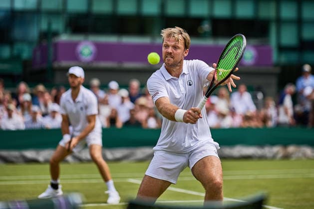 July 5, 2026, London, London, Great Britain: Tim Puetz of Germany, Kevin Krawietz of Germany returns with backhand volley during The Championships Wimbledon , 5.7.2026 in London (All England Lawn Tennis and Croquet Club), Great Britain Tennis 2026: Grand Slam: The Championships Wimbledon: 7th Day: 3rd Round: KRAWIETZ PUETZ 7:5 7:5 CABRAL MIEDLER  - ZUMAs343 20260705_zsp_s343_092 Copyright: xMathiasxSchulzx