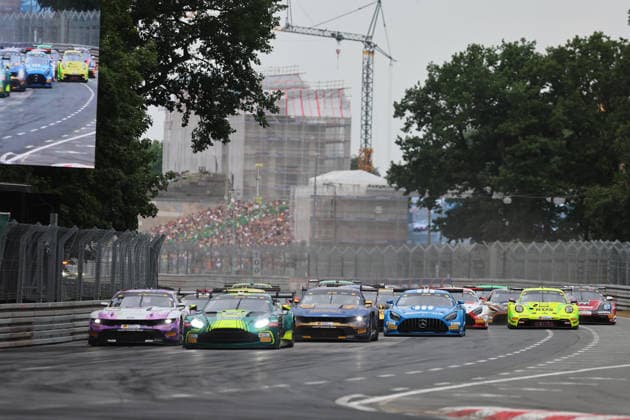 Nürnberg, Deutschland 03. - 05. Juli 2026: DTM - 2026 - Norisring - Sonntag Rennen 2 Im Bild: Rennstart - Fahrt auf Kurve 1, Nicki Thiim (DEN 7), Finn Wiebelhaus (GER 64), Arjun Maini (IND 36) Norisring Bayern *** Nuremberg, Germany, July 3–5, 2026, DTM 2026 Norisring, Sunday, Race 2. Pictured: Race start, approaching Turn 1—Nicki Thiim (DEN) 7, Finn Wiebelhaus (GER) 64, Arjun Maini (IND) 36, Norisring, Bavaria Copyright: xFotostandx xFabianxWernerx