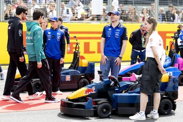 SILVERSTONE - Max Verstappen (Red Bull Racing) in a LEGO kart during the drivers parade at the Silverstone circuit for the British Grand Prix. SANDER KONING ANP xVIxANPxSportx xxANPxIVx 562860348 originalFilename: 562860348.jpg