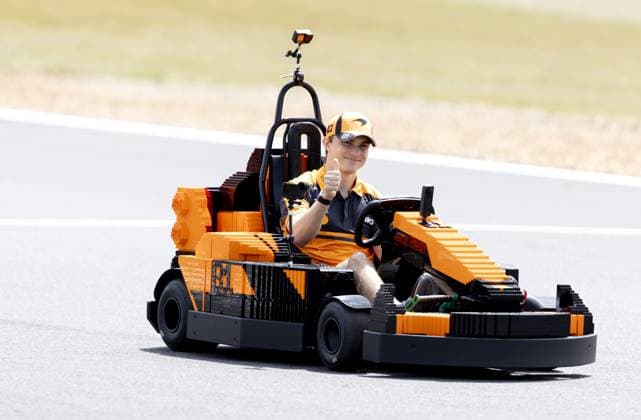 SILVERSTONE - Oscar Piastri (McLaren) in a LEGO kart during the drivers parade at the Silverstone circuit for the British Grand Prix. SANDER KONING ANP xVIxANPxSportx xxANPxIVx 562860856 originalFilename: 562860856.jpg