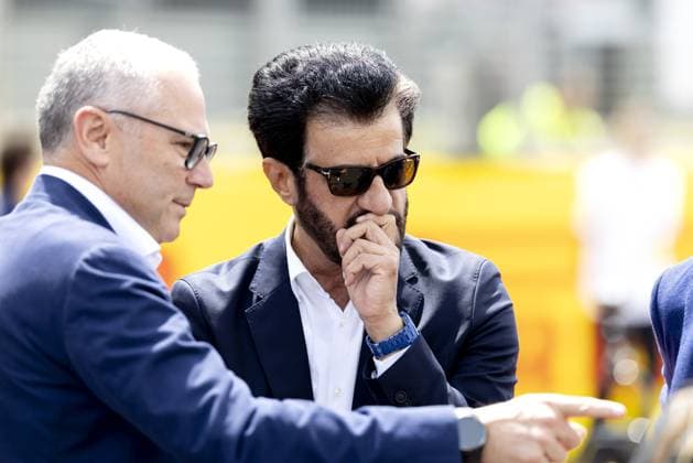 SILVERSTONE - Stefano Domenicali (Formula 1 CEO) and Mohammed Ben Sulayem (President of the FIA) at the Silverstone circuit for the British Grand Prix. SANDER KONING ANP xVIxANPxSportx xxANPxIVx 562861054 originalFilename: 562861054.jpg