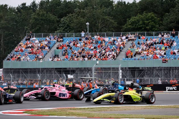 AUTO - FORMULA 2 2026 - SILVERSTONE 15 DUNNE Alex (irl), Rodin Motorsport, Dallara F2 2024, action and 01 CAMARA Rafael (bra), Invicta Racing, Dallara F2 2024, action during the 7th round of the 2026 FIA Formula 2 Championship from July 3 to 5, 2026 on the Silverstone Circuit, in Silverstone, United Kingdom - SilverstoneUnited Kingdom  Copyright: xEricxAlonsox