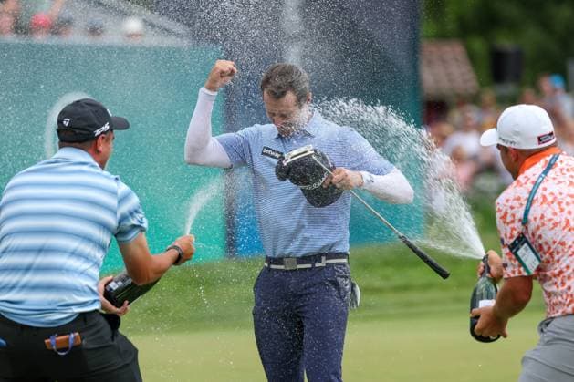 Winner der 37. BMW International Open, Michael Hollick (RSA), 37. BMW International Open 2026, Golf, DP World Tour, Herren, Finale, 05.07.2026 Eichenried Bayern Deutschland *** Winner of the 37th BMW International Open, Michael Hollick (RSA), 37th BMW International Open 2026, Golf, DP World Tour, Men s, Final, July 5, 2026, Eichenried, Bavaria, Germany Copyright: xkolbert-press ChristianxKolbertx