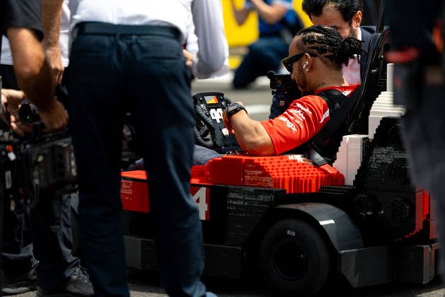 July 5, 2026, Silverstone, Northamptonshire, United Kingdom: LEWIS HAMILTON (44, Scuderia Ferrari HP, GBR, British F1 Driver, SF-26) with LEGO Karts during the drivers parade on race day (Sunday) at the Formula 1 Pirelli British Grand Prix 2026 at Silverstone Circuit Silverstone United Kingdom - ZUMAr193 20260705_zsp_r193_062 Copyright: xSaraxRuffonix