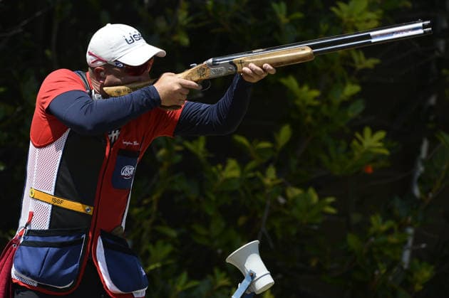 IPA86403849 - Mcbee Remington of the United States competes on the first day of the ISSF World Cup Shotgun event at the Concaverde Shooting Range on July 5, 2026, in Lonato del Garda, Italy.  Copyright: xRichardxMorgano IPAxSportx xx 86403849