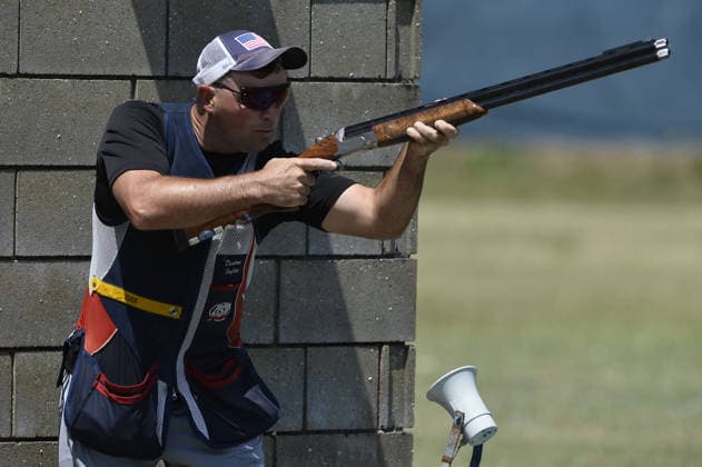 IPA86403865 - Taylor Dustan of the United States shoots during the first day of the ISSF World Cup Shotgun competition at the Concaverde Shooting Range on July 5, 2026, in Lonato del Garda, Italy.  Copyright: xRichardxMorgano IPAxSportx xx 86403865