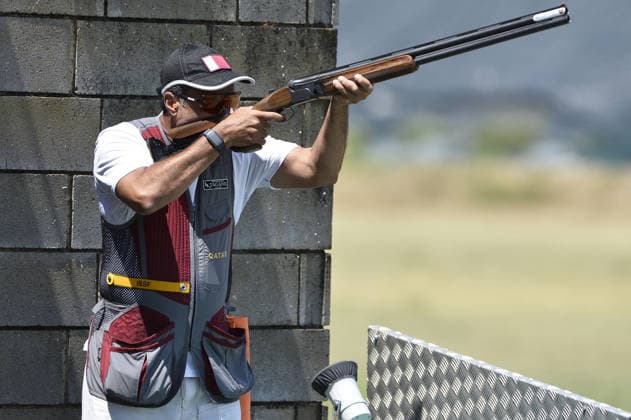 IPA86403866 - Nasser Saleh Al-Attiya of Qatar takes a shot during the first day of the ISSF World Cup Shotgun competition at the Concaverde Shooting Range on July 5, 2026, in Lonato del Garda, Italy.  Copyright: xRichardxMorgano IPAxSportx xx 86403866