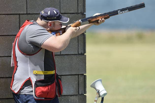 IPA86403848 - Curran-Routledge Trysten Aaron of Canada shoots during the first day of the ISSF World Cup Shotgun competition at the Concaverde Shooting Range on July 5, 2026, in Lonato del Garda, Italy.  Copyright: xRichardxMorgano IPAxSportx xx 86403848