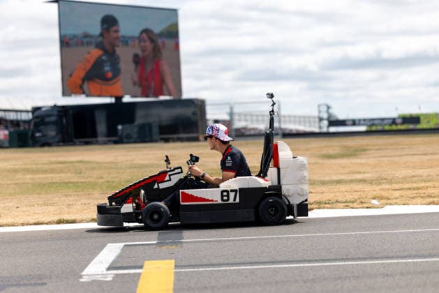 July 5, 2026, Silverstone, Northamptonshire, United Kingdom: OLIVER (OLLIE) BEARMAN (87, TGR Haas F1 Team, GBR, British F1 Driver, VF-26) with LEGO Karts during the drivers parade on race day (Sunday) at the Formula 1 Pirelli British Grand Prix 2026 at Silverstone Circuit F12026: British Grand Prix  - ZUMAr193 20260705_zsp_r193_114 Copyright: xSaraxRuffonix