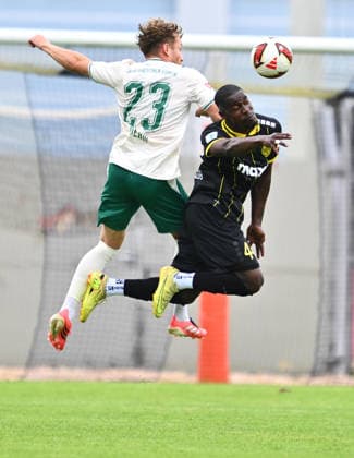 05.07.2026 - Fussball - Saison 2026 2027 - Testspiel Freundschaftsspiel - SpVgg Bayreuth - SpVgg Greuther Fürth ( Kleeblatt ) - - Sportfoto Zink - xwoxzix - regulations prohibit any use of photographs as image sequences and or quasi-video - only for editorial use - Jannik Dehm ( 23, SpVgg Greuther Fürth ) Adrian Heinle (44, SpVgg Bayreuth ) *** July 5, 2026 Soccer Season 2026–2027 Exhibition Match Friendly Match SpVgg Bayreuth vs. SpVgg Greuther Fürth Kleeblatt Sports Photo by Zink xwoxzix; regulations prohibit any use of photographs as image sequences and or quasi-video; for editorial use only. Jannik Dehm 23, SpVgg Greuther Fürth; Adrian Heinle 44, SpVgg Bayreuth
