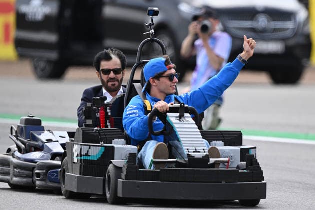 RECORD DATE NOT STATED 5th July 2026; Silverstone Circuit, Northamptonshire, England; FIA Formula 1 2026 British F1 Grand Prix; Race Day; Mohammed Ben Sulayem pushes the cart of Kimi Antonelli of Mercedes during the lego car race SimonxWest