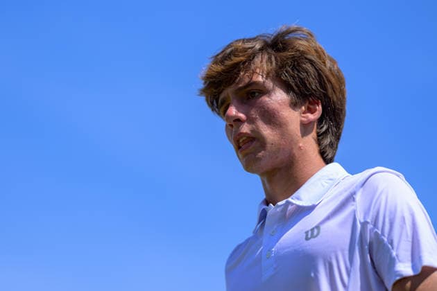 Day Seven: The Championships - Wimbledon 2026 LONDON, ENGLAND JULY 05 - Leonardo Storck Franca of Brazil during Boy’s Single First Round Jamie Mackenzie of Germany at The Wimbledon Lawn Tennis Championship at Wimbledon on July 05, 2026 in London, England. (Photo by Keeran Marquis)  Copyright: xKeeranxMarquis Fotoarena SPPx Sportspressphoto_SPR185063