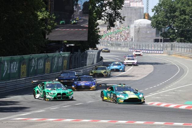 RECORD DATE NOT STATED Start DTM Rennen 1 Samstag mit Sieger Rennen 1, Samstag, 7 Nicki Thiim (DNK), Aston Martin Vantage GT3, Team: Contoyou Racing (BEL), 11 Marco Wittmann (AUT), BMW M4 GT3 EVO, Team: Schubert Motorsport (GER) und 80 Maro Engel (GER), Mercedes-AMG GT3, Team: Mercedes-AMG Team Ravenol (GER) in Front u GER, Motorsport, DTM 2026, Rennen 7, Samstag, Rennen, Norisring, Nuernberg, Bayern, Deutschland, 04.07.2026 GER, Motorsport, DTM 2026, Rennen 7, Samstag, Rennen, Norisring, Nuernberg, Bayern, Deutschland, 04.07.2026 Nuernberg *** Start of DTM Race 1 on Saturday, with the winner of Race 1, Saturday, 7: Nicki Thiim (DNK), Aston Martin Vantage GT3, Team Contoyou Racing (BEL), 11 Marco Wittmann (AUT), BMW M4 GT3 EVO, Team Schubert Motorsport (GER), and 80 Maro Engel (GER), Mercedes-AMG GT3, Mercedes-AMG Team Ravenol (GER) in the lead; GER, motorsport, DTM 2026, Race 7, Saturday, Race, Norisring, Nuremberg, Bavaria, Germany, July 4, 2026 GER, Motorsports, DTM 2026, Race 7, Saturday, Race, Norisring, Nuremberg, Bavaria, Germany, July 4, 2026 Nuremberg Copyright: xEibner-Pressefoto JuergenxAugstx EP_JAT