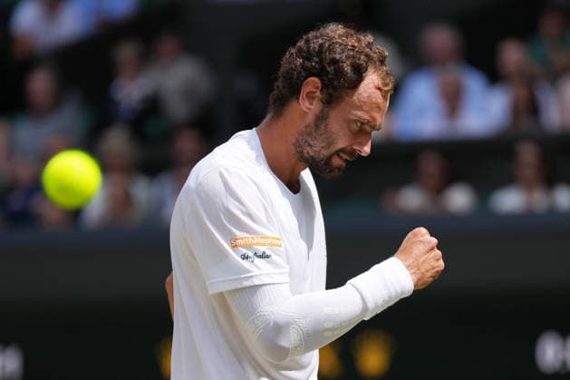 2026-07-05 The Championships - Wimbledon 2026 - Day Seven LONDON, UNITED KINGDOM - JULY 5: Roman Safiullin of Russia during Day Seven of the The Championships - Wimbledon 2026 at All England Lawn Tennis and Croquet Club on July 5, 2026 in London, England. (Photo by Marleen Fouchier BSR Agency) London United Kingdom Content not available for redistribution in The Netherlands directly or indirectly through any third parties. Copyright: xBSRxAgencyx