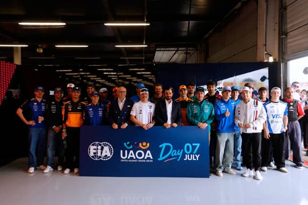F1 - BRITISH GRAND PRIX 2026 F1 drivers and FIA President Mohammed Ben Sulayem online campaign united against online abuse during the Formula 1 British Grand Prix 2026, 9th round of the 2026 Formula One World Championship, WM, Weltmeisterschaft from July 3 to 5, 2026 on the Silverstone Circuit, in Silverstone, United Kingdom - SilverstoneUnited Kingdom  Copyright: xDPPIx