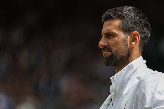 Novak Djokovic (SRB) walks out to play Roman Safiullin (Q) at the 2026 Wimbledon Championships, AELTC London London All England Lawn Tennis and Croquet Club Wimbledon England, UK NEWSPAPERS OUT Copyright: xImmyxThompson-Bland IPSxPhotoxAgencyx