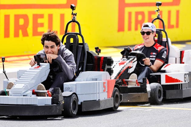 F1 - BRITISH GRAND PRIX 2026 05 BORTOLETO Gabriel (bra), Audi F1 Team R26, and 87 BEARMAN Ollie Oliver (gbr), TGR Haas F1 Team VF-26, drives A lego Minicar on the drivers parade prior the Formula 1 British Grand Prix 2026, 9th round of the 2026 Formula One World Championship, WM, Weltmeisterschaft from July 3 to 5, 2026 on the Silverstone Circuit, in Silverstone, United Kingdom - SilverstoneUnited Kingdom  Copyright: xDPPIx