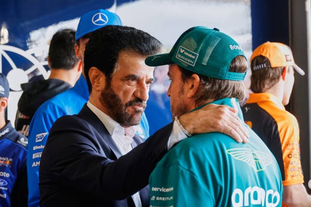F1 - BRITISH GRAND PRIX 2026 ALONSO Fernando (spa), Aston Martin F1 Team Honda AMR26, portrait and FIA President Mohammed Ben Sulayem , portrait during the Formula 1 British Grand Prix 2026, 9th round of the 2026 Formula One World Championship, WM, Weltmeisterschaft from July 3 to 5, 2026 on the Silverstone Circuit, in Silverstone, United Kingdom - SilverstoneUnited Kingdom  Copyright: xDPPIx