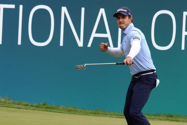 EICHENRIED, GERMANY - JULY 05: Winner HOLLICK, Michael (RSA) celebrates his final put, that secured the win at the Final Round of the BMW International Open, Eichenried, Germany, DP World Tour, Final Round on July 5, 2026 in Eichenried, Germany, BMW International Open, Eichenried, Germany, 05.07.2026 Bavaria Germany Copyright: xPhotographer:xNilsxKoepkex