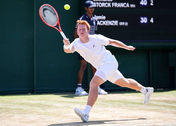 Jamie Mackenzie (GER), Jungen Einzel, Boys Singles Tennis - Wimbledon 2026 - Grand Slam ITF ATP, Tennis Herren WTA, Tennis Damen - AELTC - London - - Great Britain - 5 July 2026. *** Jamie Mackenzie GER, Boys Singles, Boys Singles Tennis, Wimbledon 2026, Grand Slam, ITF, ATP, WTA, AELTC, London, Great Britain, July 5, 2026 Copyright: xJuergenxHasenkopfx