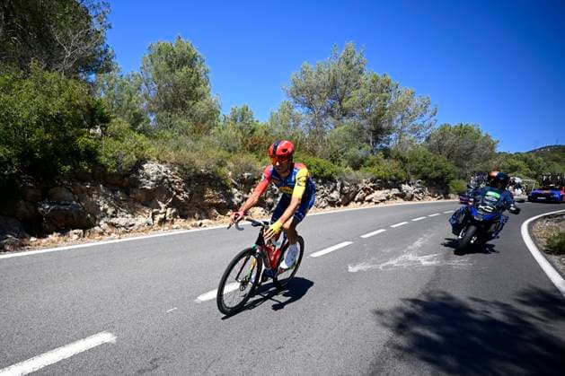 Tour de France 2026 Stage 2 BARCELONA, SPAIN - JULY 05 : Van Gils Maxim (BEL) of Red Bull - BORA - Hansgrohe in action during stage 2 of the 113rd edition of Tour de France an UCI World Tour 2.UWT cycling road race stage for Men Elite of 182 km with start in Tarragona and finish in Barcelona on July 5, 2026 in Barcelona, Spain, 05 07 2026 ( Motordriver Kurt Vandenborre - Barcelona Spain  Copyright: xTomasxSiskx
