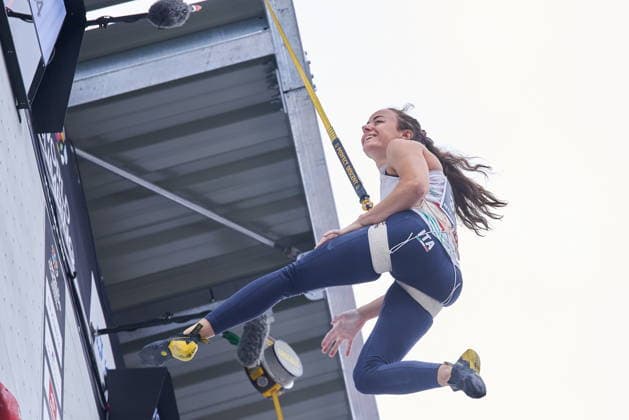 Krakow 05.07.2026. Day 3 of IFSC Speed World Cup Krakow 2026 in Cracow, Poland --- Wspinaczka Sportowa. Puchar Swiata we wspinaczce sportowej na czas Krakow 2026 w Krakowie, dzien 3 Persons shown: Giulia Randi (ITA) Fot. Dominika Chmura Arena AkcjiFot. Dominika Chmura Arena Akcji NEWSPIX.PL --- newspix.pl 