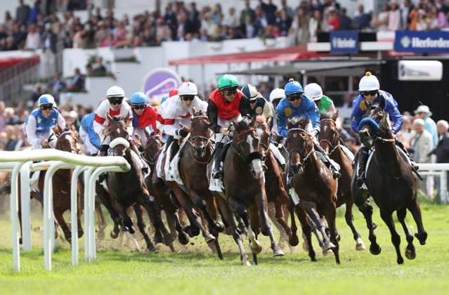 05.07.2026, GER,Reitsport, Rennen 8 IDEE 157. Deutsches Derby , Derby Meeting Hamburg - Galopprennen, Hamburger Renn-Club e.V., Galopprennbahn Hamburg Horn, Hamburg Rennen 8 IDEE 157. Deutsches Derby vl. Hengst Dardanos ( 15) geritten von Wladimir Panov, Hengst Salitos (IRE) ( 03) geritten von Bauyrzhan Murzabayev, Hengst Chiefland (IRE) ( 11) geritten von Cieren Fallon *** July 5, 2026, GER, Equestrian Sports, Race 8 IDEE 157 German Derby, Derby Meeting Hamburg Horse Racing, Hamburger Renn Club e.V., Hamburg Horn Racetrack, Hamburg Race 8 IDEE 157 German Derby: Stallion Dardanos 15 ridden by Wladimir Panov, Stallion Salitos IRE 03 ridden by Bauyrzhan Murzabayev, Stallion Chiefland IRE 11 ridden by Cieren Fallon nordphotoxGmbHx xTauchnitz nph00059
