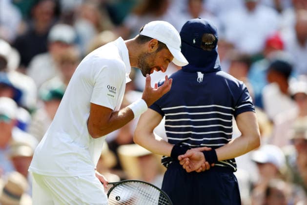 Novak Djokovic celebrates during his fourth round match Wimbledon Tennis Championships, Day 7, The All England Lawn Tennis and Croquet Club, London, UK - 05 Jul 2026London The All England Lawn Tennis and United Kingdom  Copyright: xKieranxMcManus Shutterstockx 16976813dk