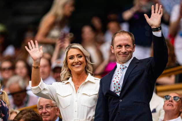 RECORD DATE NOT STATED 5th July 2026; All England Lawn Tennis and Croquet Club, London, England; Wimbledon Tennis Tournament, Day Seven; Holders of 12 Olympic gold medals for cycling Dame Laura and Sir Jason Kenny GodfreyxPitt