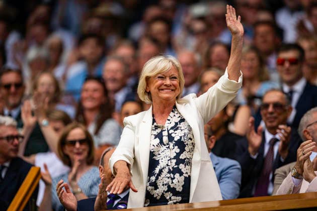 RECORD DATE NOT STATED 5th July 2026; All England Lawn Tennis and Croquet Club, London, England; Wimbledon Tennis Tournament, Day Seven; Former tennis Major winner and broadcaster Sue Barker CBE GodfreyxPitt