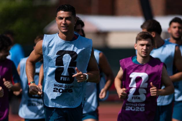Cristiano Ronaldo of Portugal during Portugal Team training MD-1 at SMU University in Dallas, Texas, United States. (Photo by Riquelve Nata SPP)  Copyright: xRiquelvexNata SPPx Sportspressphoto_SPR185143