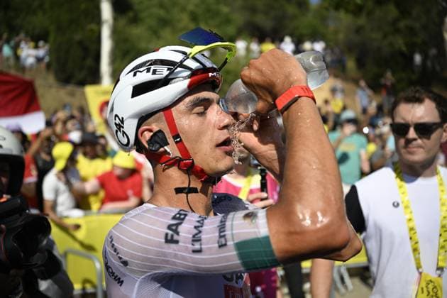 Mexican Isaac Del Toro of UAE Team Emirates-XRG and pictured after winning the second stage of the 2026 Tour de France cycling race, a stage of 182km from Tarragona to Barcelona, Sunday 05 July 2026. The 113th edition of the Tour de France starts on Saturday 4 July in Barcelona, Spain, and will finish in Paris, France on the 26th of July. JASPERxJACOBS  x180438987x
