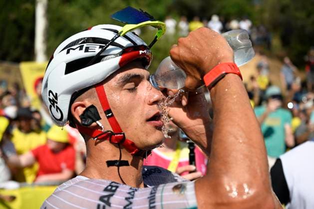 Tour de France 2026 Stage 2 BARCELONA, SPAIN - JULY 05 : Del Toro Isaac (MEX) of UAE Team Emirates XRG celebrating his victory during stage 2 of the 113rd edition of Tour de France an UCI World Tour 2.UWT cycling road race stage for Men Elite of 182 km with start in Tarragona and finish in Barcelona on July 5, 2026 in Barcelona, Spain, 05 07 2026 Barcelona Spain  Copyright: xJasperxJacobsx