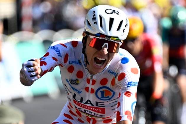 Tour de France 2026 Stage 2 BARCELONA, SPAIN - JULY 05 : Pogacar Tadej (SLO) of UAE Team Emirates XRG celebrating after the race during stage 2 of the 113rd edition of Tour de France an UCI World Tour 2.UWT cycling road race stage for Men Elite of 182 km with start in Tarragona and finish in Barcelona on July 5, 2026 in Barcelona, Spain, 05 07 2026 Barcelona Spain  Copyright: xJasperxJacobsx