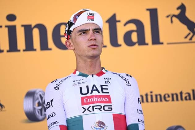 Tour de France 2026 Stage 2 BARCELONA, SPAIN - JULY 05 : Del Toro Isaac (MEX) of UAE Team Emirates XRG on the podium during stage 2 of the 113rd edition of Tour de France an UCI World Tour 2.UWT cycling road race stage for Men Elite of 182 km with start in Tarragona and finish in Barcelona on July 5, 2026 in Barcelona, Spain, 05 07 2026 Barcelona Spain  Copyright: xTomasxSiskx