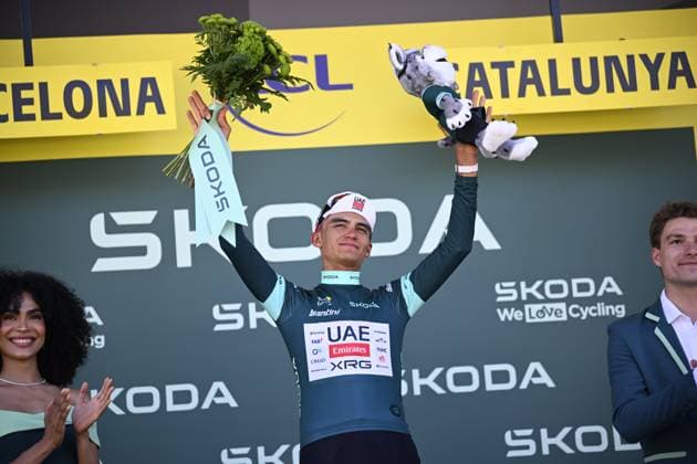 Tour de France 2026 Stage 2 BARCELONA, SPAIN - JULY 05 : Del Toro Isaac (MEX) of UAE Team Emirates XRG on the podium wearing the green jersey during stage 2 of the 113rd edition of Tour de France an UCI World Tour 2.UWT cycling road race stage for Men Elite of 182 km with start in Tarragona and finish in Barcelona on July 5, 2026 in Barcelona, Spain, 05 07 2026 Barcelona Spain  Copyright: xTomasxSiskx