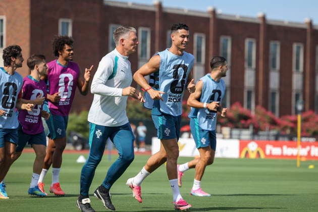 FIFA World Cup, WM, Weltmeisterschaft, Fussball 2026 - Portugal training session Portugal s national soccer player Cristiano Ronaldo (2-R) attends the training session of the team at SMU Washburn Stadium - Dallas for the FIFA World Cup 2026, Dallas, Texas, USA, 05 July 2026. DALLAS Toronto United States  Copyright: xMIGUELxA.xLOPESx