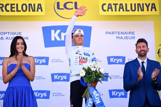 Tour de France 2026 Stage 2 BARCELONA, SPAIN - JULY 05 : Del Toro Isaac (MEX) of UAE Team Emirates XRG on the podium wearing the white jersey during stage 2 of the 113rd edition of Tour de France an UCI World Tour 2.UWT cycling road race stage for Men Elite of 182 km with start in Tarragona and finish in Barcelona on July 5, 2026 in Barcelona, Spain, 05 07 2026 Barcelona Spain  Copyright: xTomasxSiskx