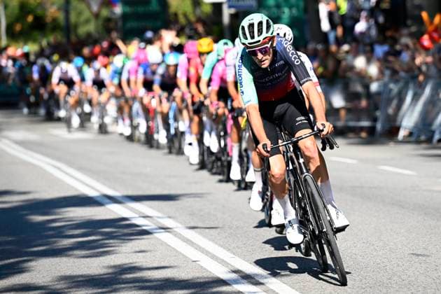 Tour de France 2026 Stage 2 BARCELONA, SPAIN - JULY 05 : Benoot Tiesj (BEL) of Decathlon CMA CGM Team leading the escape pack during stage 2 of the 113rd edition of Tour de France an UCI World Tour 2.UWT cycling road race stage for Men Elite of 182 km with start in Tarragona and finish in Barcelona on July 5, 2026 in Barcelona, Spain, 05 07 2026 ( Motordriver Kurt Vandenborre - Barcelona Spain  Copyright: xTomasxSiskx