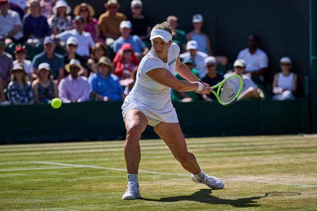 July 5, 2026, London, London, Great Britain: Barbora Krejcikova of Czech Republic returns with backhand during The Championships Wimbledon , 5.7.2026 in London (All England Lawn Tennis and Croquet Club), Great Britain The Championships Wimbledon ; London, 5.7.2026  - ZUMAs343 20260705_zsp_s343_122 Copyright: xMathiasxSchulzx