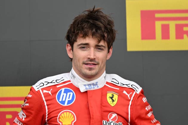 RECORD DATE NOT STATED 5th July 2026; Silverstone Circuit, Northamptonshire, England; FIA Formula 1 2026 British F1 Grand Prix; Race Day; Charles Leclerc of Ferrari on the podium after winning the British Grand Prix SimonxWest