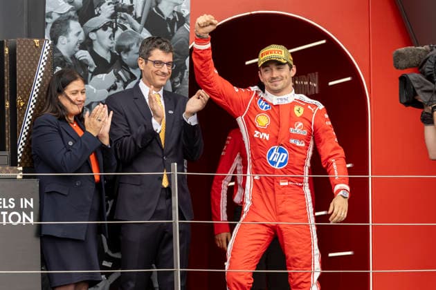 RECORD DATE NOT STATED 5th July 2026; Silverstone Circuit, Northamptonshire, England; FIA Formula 1 2026 British F1 Grand Prix; Race Day; Race winner Scuderia Ferrari HP driver Charles Leclerc TimxWilliams